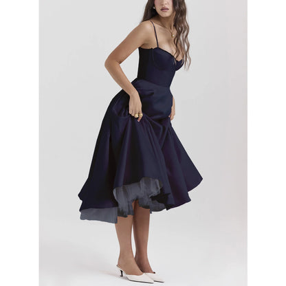 Double Layer European And American Women's New Best-Selling New Type SlingVCollar Sleeveless Dress Pettiskirt Long Skirt