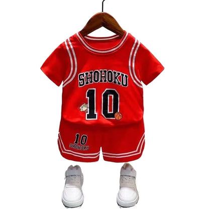 Children Cotton Clothes Baby Boys Sport Set Sport BasketBall O-Neck T-shirt Shorts 2Pcs/sets Infant Fashion Toddler Tracksuits