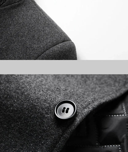 Brand 2026 Winter Coat Mens Chinese Stand Collar Solid Coats for Man Autumn and Winter Business Casual Woolen Jacket
