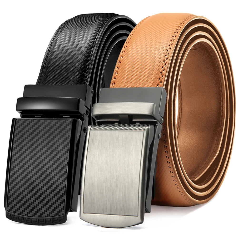 Men Belt Leather Belt  Automatic Genuine Leather Fashion Belts Ratchet Luxury Belts Men's Trouser Belt Belt for Men