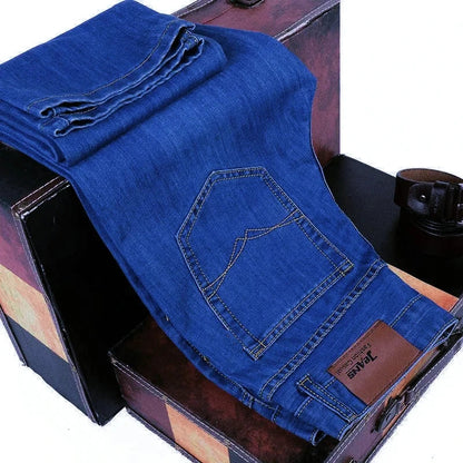 2025 New Business Men's Jeans Casual Comfortable Straight Stretch Fashion Classic Premium Blue Black Denim Pants Large Pants