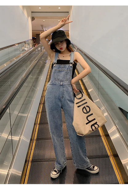 High Waist Wide Leg Denim Overalls Women's Loose Fitting Slimming Summer New Sle Gold nce Faionable Jeans