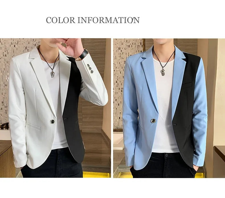 2022 Spring New Gradient Color Suit Jacket Men's Streetwear Korean Slim Fit Casual Blazer Wedding Business Clothing Suit Coats