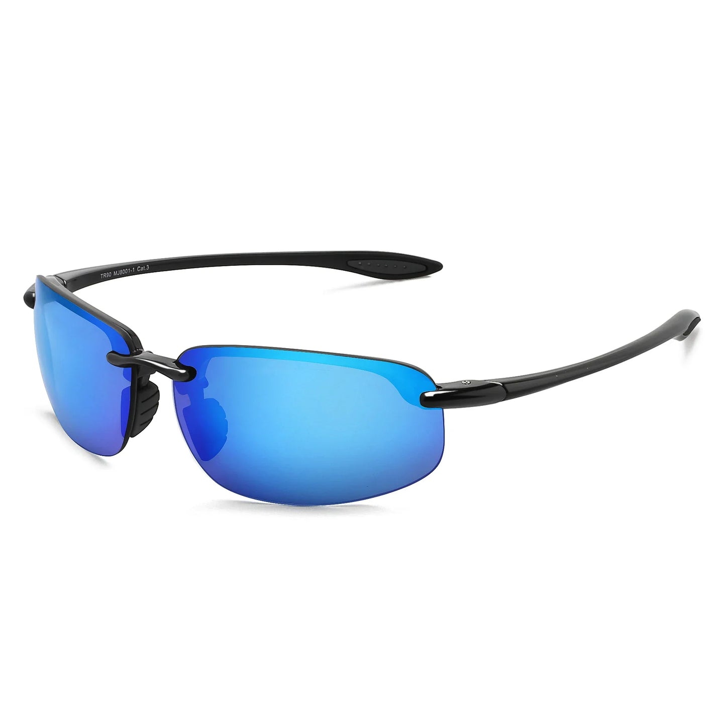 Rimless Polarized Sports Sunglasses Men&Women Tr90 Frame for Running Fishing Baseball Driving （8001）