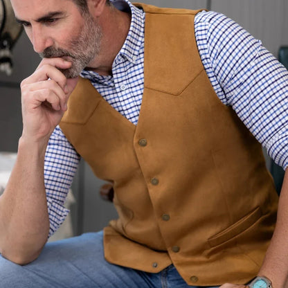 Men Vest Gold Suede Velvet Single Button V Neck Waistcoat For Wedding Birthday Party Business Work Daily Casual Men Suit Vest