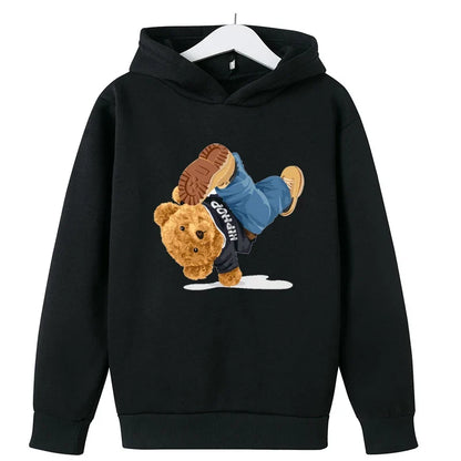 Kids Hoodie Set Cotton Top Pants 2pcs Sets Spring/Autumn Children's Clothing Street Dance Cartoon Bear Print Boys Girls Tops