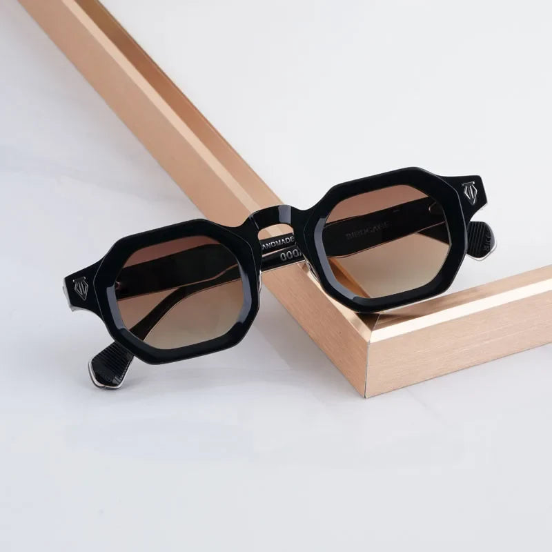 Irregulare Square Sunglasses Thick Acetate Polygon High Quality Handmade Vintage Fashion Brand Design UV400 with Case
