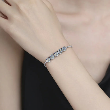 Pink Blue Green Moissanite Diamond Link Bracelet 6.5mm 5cttw for Woman 925 Silver Plated 18K Adjustable Chain Bracelets