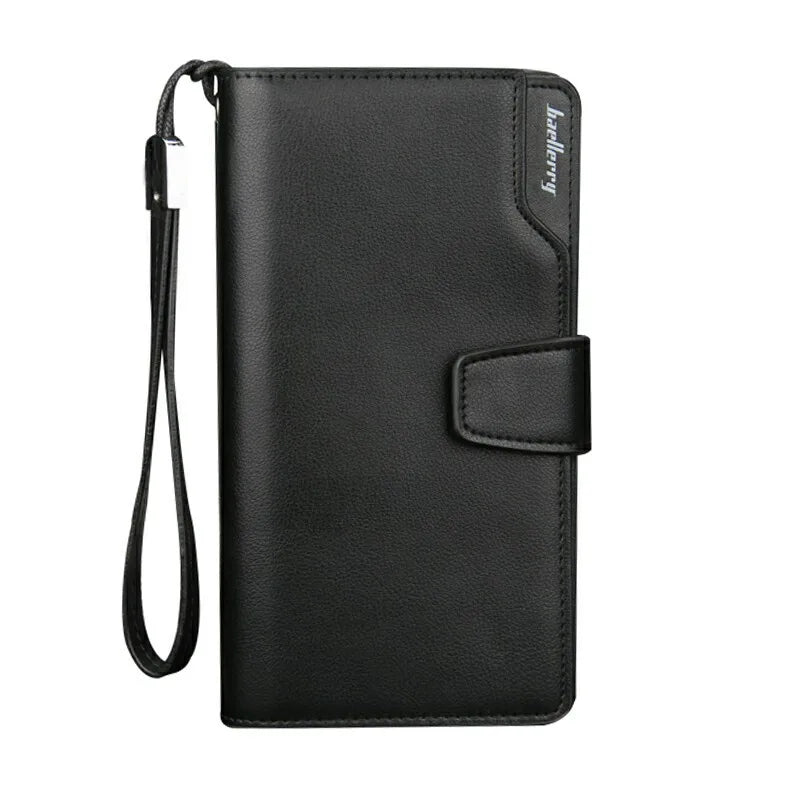 Men's Large Capacity Long Business Wallet Multifunctional Hand-held with Zipper Foreskin Clip Card Holder