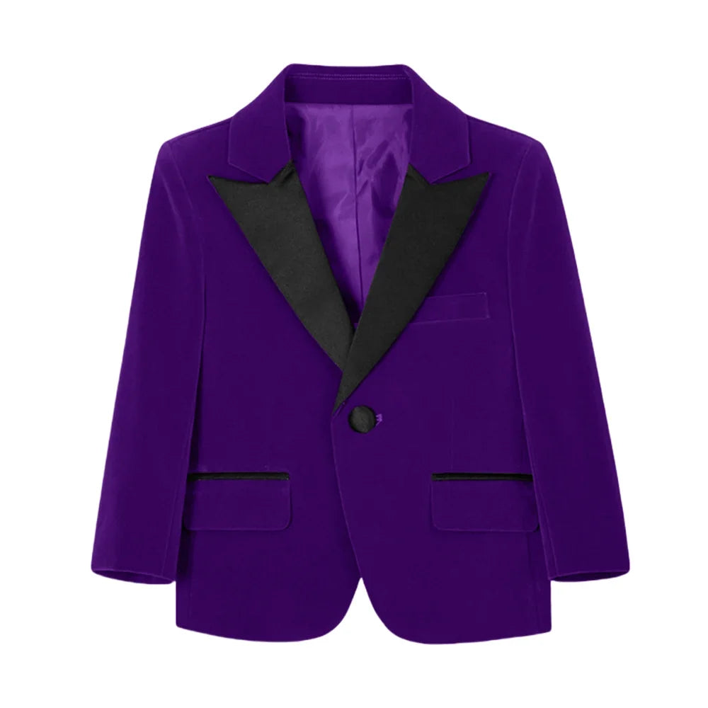 50+ Colors Velvet Suit Blazer for Kids 3-18 Years Children Formal Flannel Suit jacketm Classic Peak Lapel Suit School Uniform