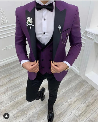 Costume Homme Red Men Suit 3 Pieces Wedding Dress Tuxedos Slim Fit Groom Prom Party Blazer Hombre Terno Masculino Slim Fit