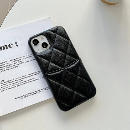 Crossbody Lanyard Wallet Phone Case For iPhone 15 14 13 16 Pro Max Card Holder Necklace Chain Luxury  Leather ( NO LOGO)