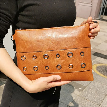 Brand Design Rivets Women Envelope Clutch Bag PU Leather Ladies Crossbody Messenger Bag Female Shoulder Bag Party Clutches Wrist