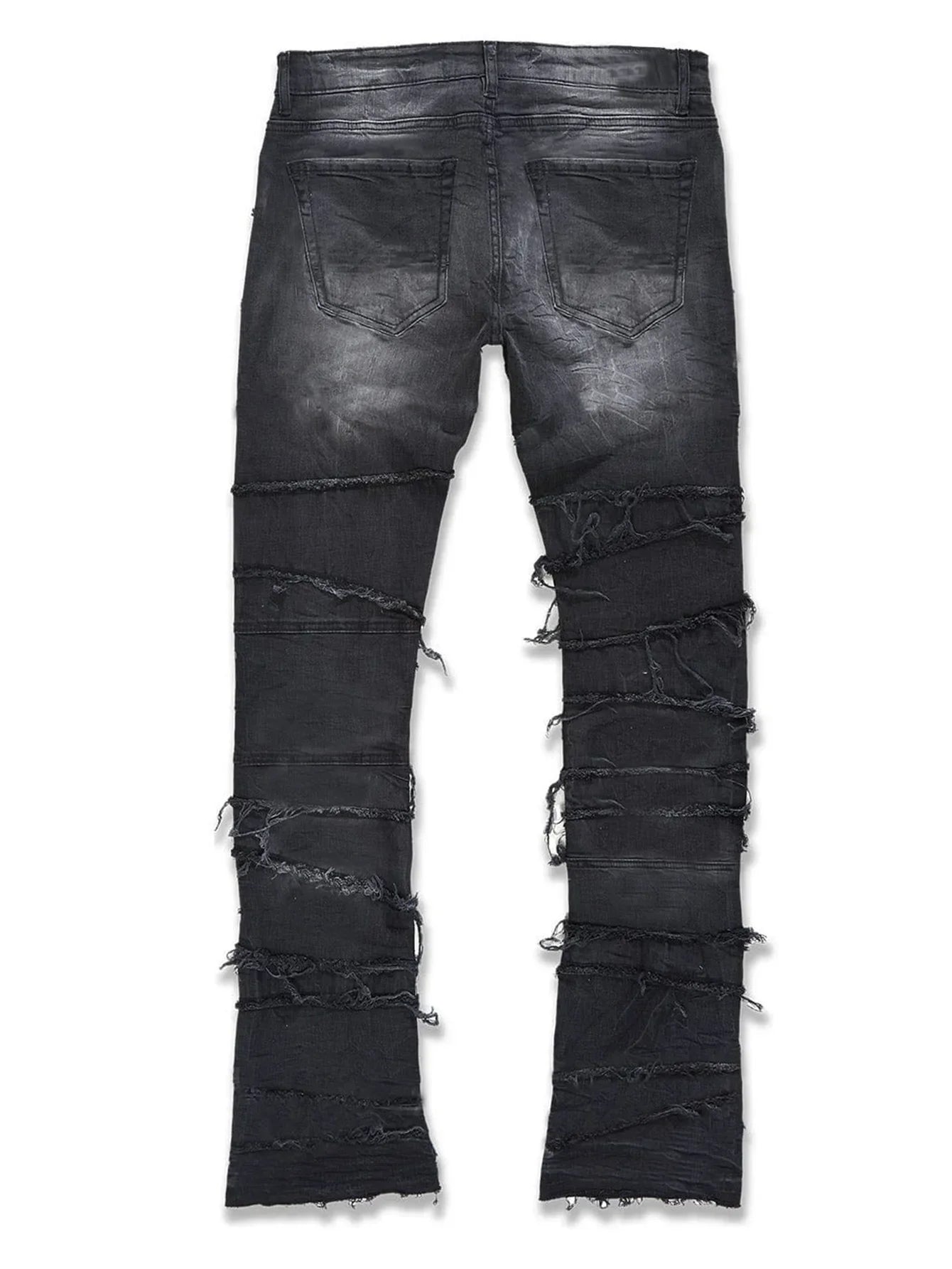 New Stacked Jeans Men Patchworks Spliced Denim Ripped Wash Frayed Pants Male's Streetwear
