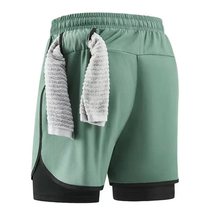 Men Running Shorts Gym Sports 2 in 1 Camo Quick Dry Workout Training Gym Fitness Jogging Short Sweatpants Summer Men Sportswear