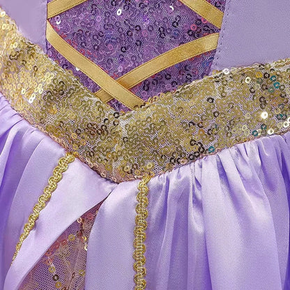 Princess Dress for Girls Tangled Cosplay Costume Kids Halloween Christmas Carnival Birthday Party Fancy Clothes