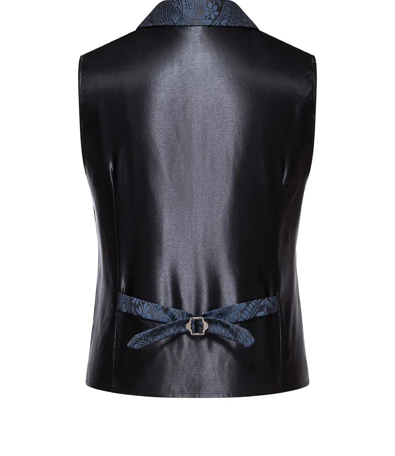 Men's Suit Vest, Jacquard Smart Casual Flip-Front Lapel Vest, Cross-Border Single-breasted Slim Fit Holiday Dress Waistcoat