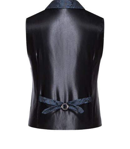Men's Suit Vest, Jacquard Smart Casual Flip-Front Lapel Vest, Cross-Border Single-breasted Slim Fit Holiday Dress Waistcoat