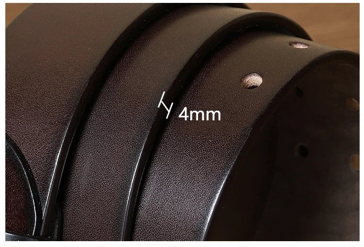 105-125cm Men's Retro Genuine Cowskin Belt Double Pin Buckle Waistband Business Luxury Belts Leather Craft Accessories