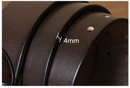 105-125cm Men's Retro Genuine Cowskin Belt Double Pin Buckle Waistband Business Luxury Belts Leather Craft Accessories