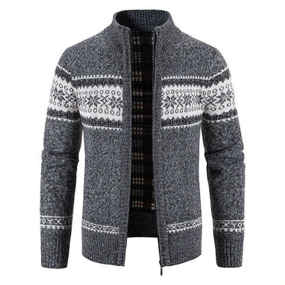Winter Men's Fleece Cardigan Christmas Knit Sweater Coat Business Casual Jacket High Quality Male Wool Cashmere Clothing