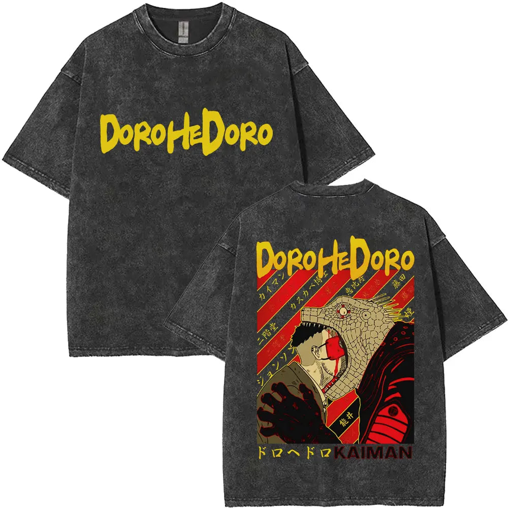Anime Dorohedoro Kaiman Washed T-Shirt Men's Women Clothing Hip Hop Gothic Y2k T-Shirt Oversized Short Sleeve Cotton Tees Tops