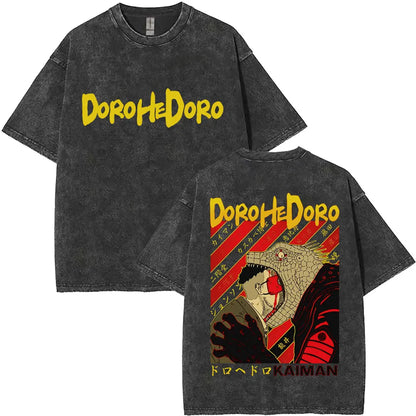 Anime Dorohedoro Kaiman Washed T-Shirt Men's Women Clothing Hip Hop Gothic Y2k T-Shirt Oversized Short Sleeve Cotton Tees Tops