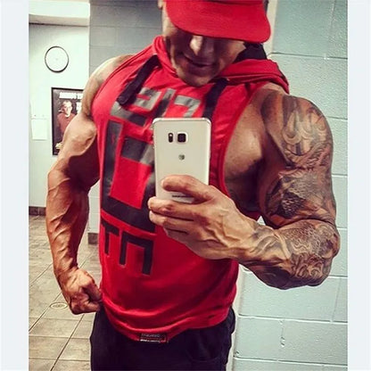 Mens Street Corner Pullovers Fitness Sport Sleeveless Hoodies Gym Bodybuilding Running Training Jogging Cotton Casual Sportswear
