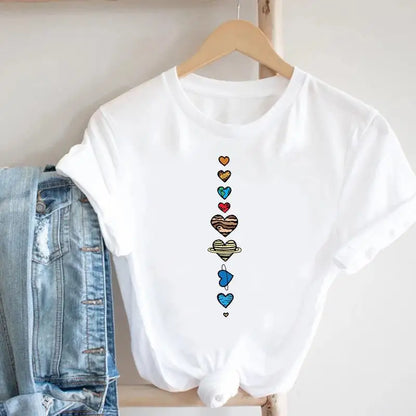 Women's Geometric Floral Print European and American Clothing Short Sleeve T-shirt Women Clothes  Tops  Harajuku