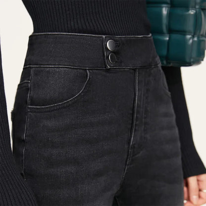 Jeans For Woman 2025 Winter New Slim-fit Warm Versatile Flared Pants Simple Commuter Casual Casual Woman Trousers 12344022
