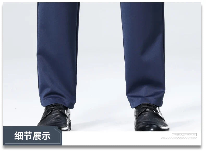 Men Suit Pants Light Thin Elastic Slim Fit Dress Pants Business Solid Casual Straight Leg Trouser Men Clothing Oversize 29-42