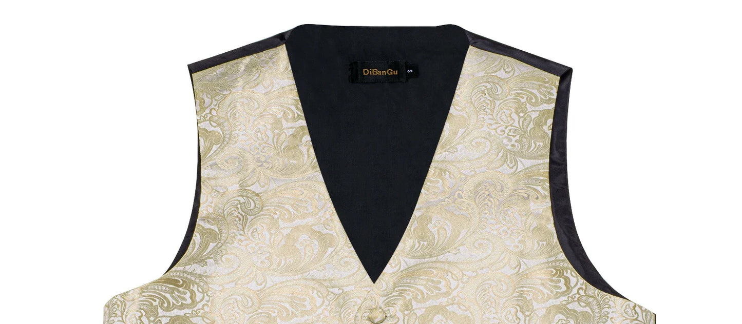 Men Wedding Vest Suit White Black Paisley Sleeveless Waistcoat for Man Shirt Accessories Fromal Bowtie Pocket Square Cufflinks