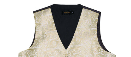 Men Wedding Vest Suit White Black Paisley Sleeveless Waistcoat for Man Shirt Accessories Fromal Bowtie Pocket Square Cufflinks