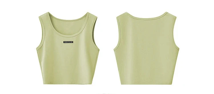 Women's Ribbed Sleeveless Top 2026 Summer U-Round Neck Short Tank Slim Fit Cropped Cotton Casual Vest For Women 12621099