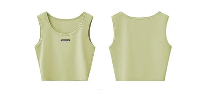 Women's Ribbed Sleeveless Top 2026 Summer U-Round Neck Short Tank Slim Fit Cropped Cotton Casual Vest For Women 12621099