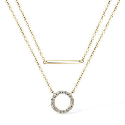 Dainty 1.5mm Moissanite Necklace for Women 14K Gold/Sterling Silver Plated Double Layer Chain Trendy Jewelry Gifts