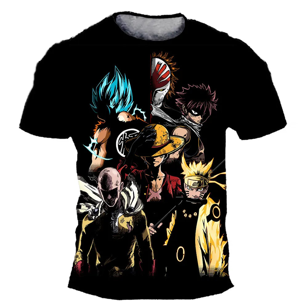 New Japanese anime One Piece cartoon children's adult 3D printed top T-shirt One Piece Dragon Ball boy cartoon top T-shirt