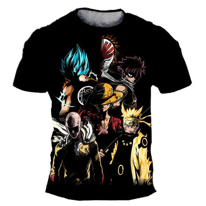 New Japanese anime One Piece cartoon children's adult 3D printed top T-shirt One Piece Dragon Ball boy cartoon top T-shirt