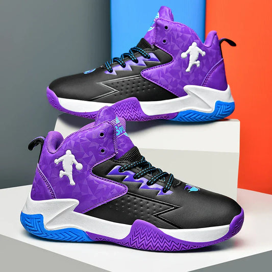 Children Basketball Shoes for Boys Girls Kids Teenagers Breathable Non-slip Lace Up Indoor Outdoor Training Sneakers Tennis Shoe