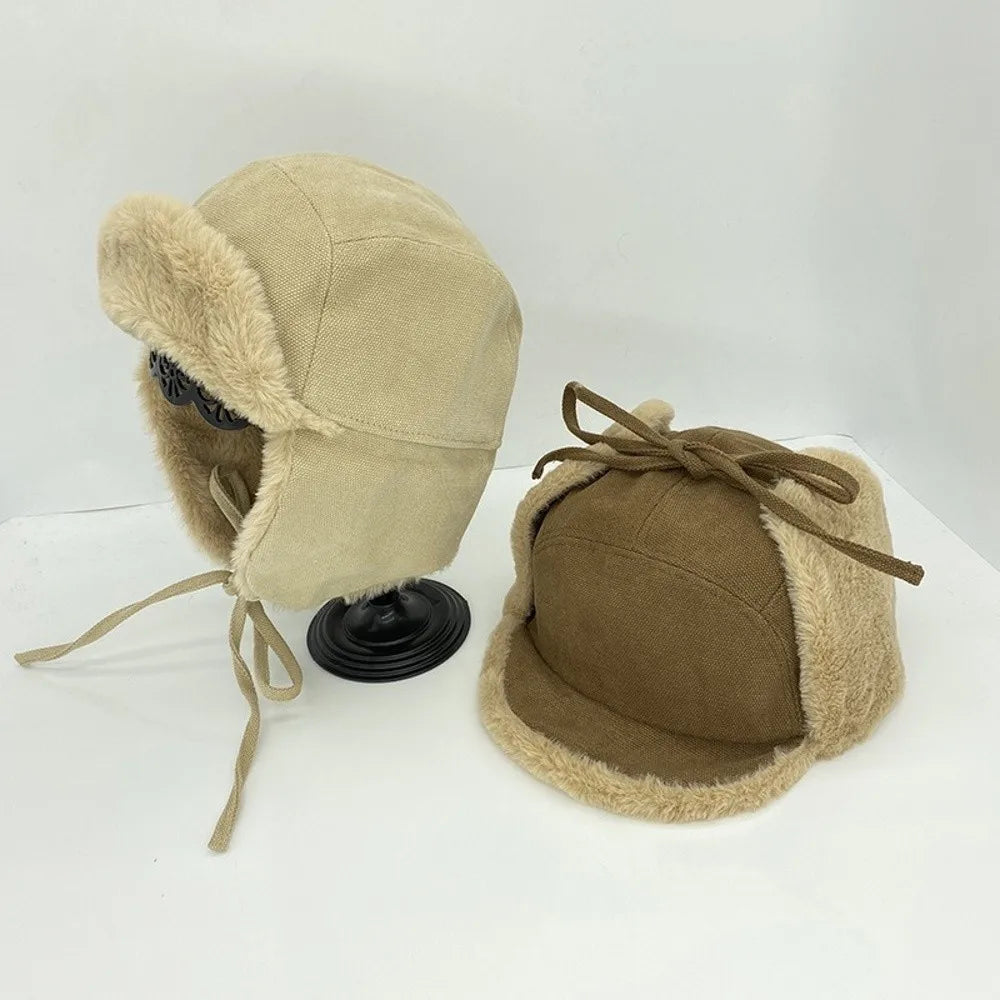 Trendy Faux Fur Winter Hat Thick Warm Faux Fur Hat Lamb Wool Bomber Hat Winter Season for Men and Women