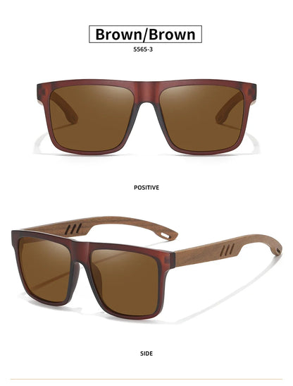 New Arrivals Black Wooden Polarized Sunglasses for Men Bamboo Sunglasses Red UV400 Lenses Fashion Driving Shades S5565