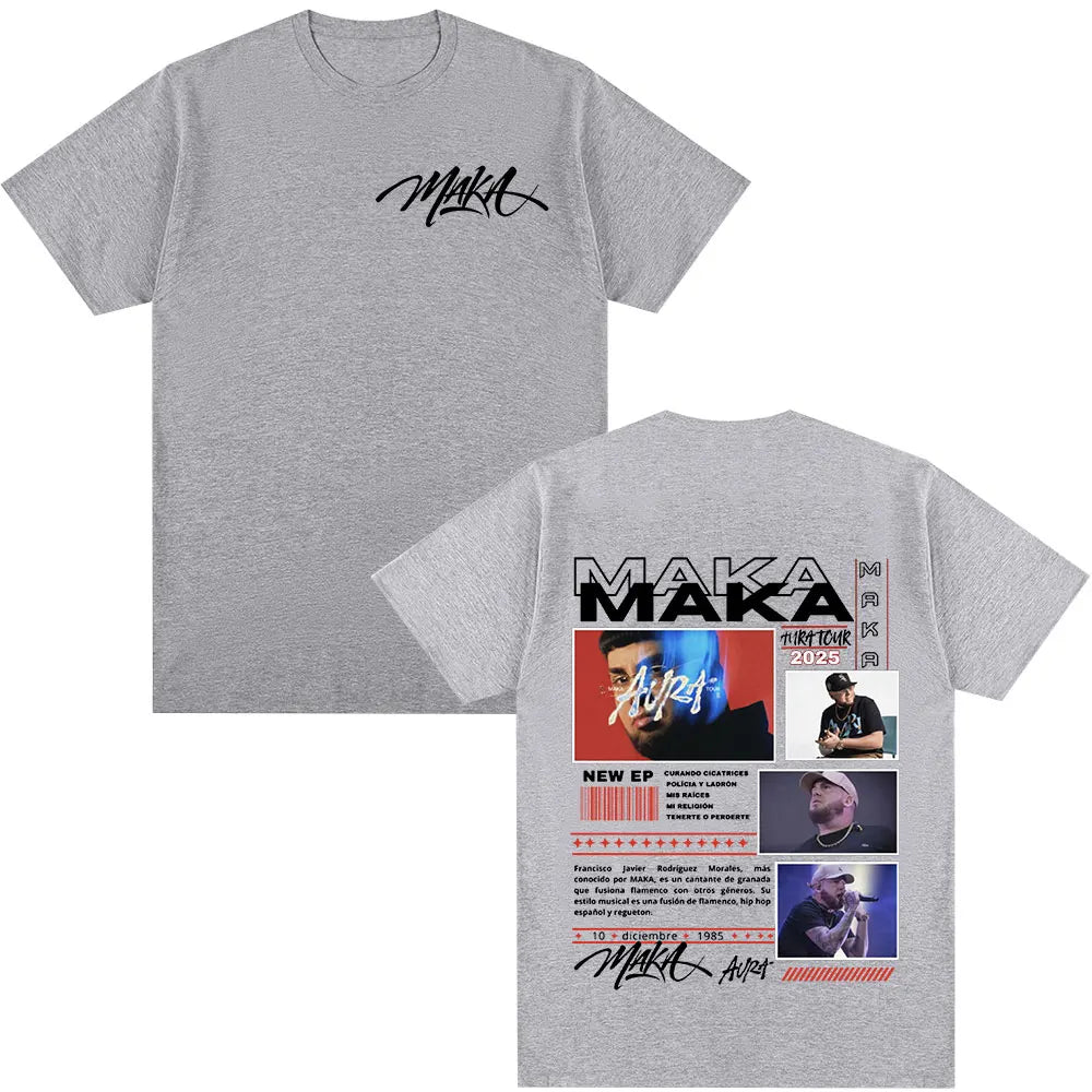 Rapper Maka Aura 2025 Tour Merch T Shirts Men Women Fashion Vintage Street T-shirt Casual Cotton Short Sleeve T Shirt Streetwear