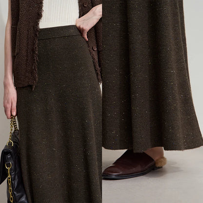 Knitted Skirts For Women 2025 Spring New Gentle A-line Long Skirt Loose Solid Color Elegant Versatile Woman Clothes12553045