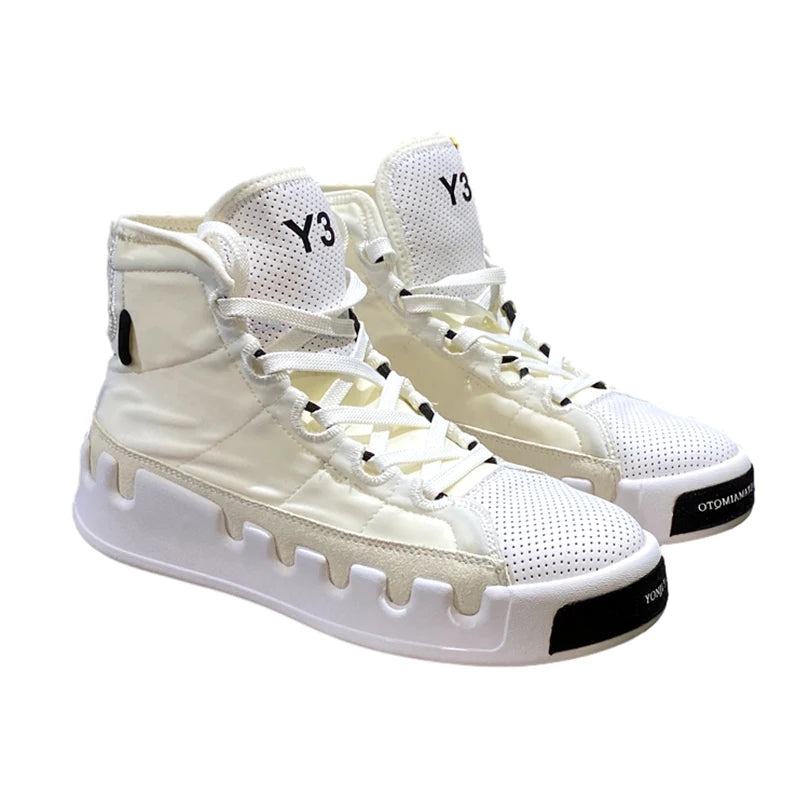 American European Fashion Casual Shoes Men High-top Sneaker Boots Cowhide Comfortable Leather Ankle Boots Lace-up Flat Trainers