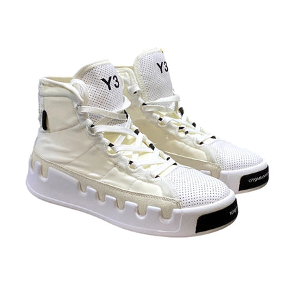 American European Fashion Casual Shoes Men High-top Sneaker Boots Cowhide Comfortable Leather Ankle Boots Lace-up Flat Trainers