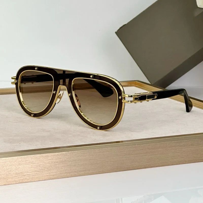 Luxury Classical Limited Edition Sunglasses Frame Oval Alloy Acetate High Quality for Men Women Uv400 for Prescription with Case