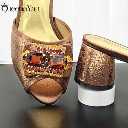 2026 New Fashion Shoes Italian Design Comfortable Women's Shoes with Diamond Oval Bag Women's High Heels for Party