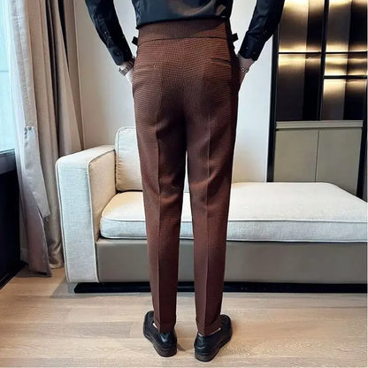 High Waisted Suit Pants for Men 2026 New Solid Color Formal Pantalones Hombre Casual Slim Fit Dress Pants Trousers Men Clothing
