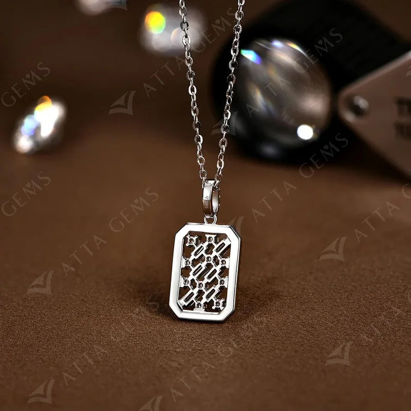 Solid S925 Silver Full Moissanite Necklace for Women D VVS1 Diamond Sparkling Pendent Engagement Luxury Fine Jewelry