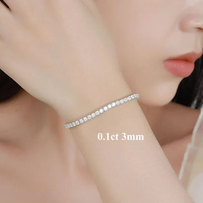 Hidden Spring Buckle Full Moissanite Tennis Bracelet D Color 2/2.5/3/4/5mm Lab Diamond Link Bracelets For Women Man Gift